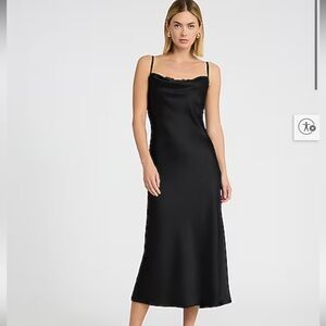 Express Black Satin Midi Dress cowl neck
